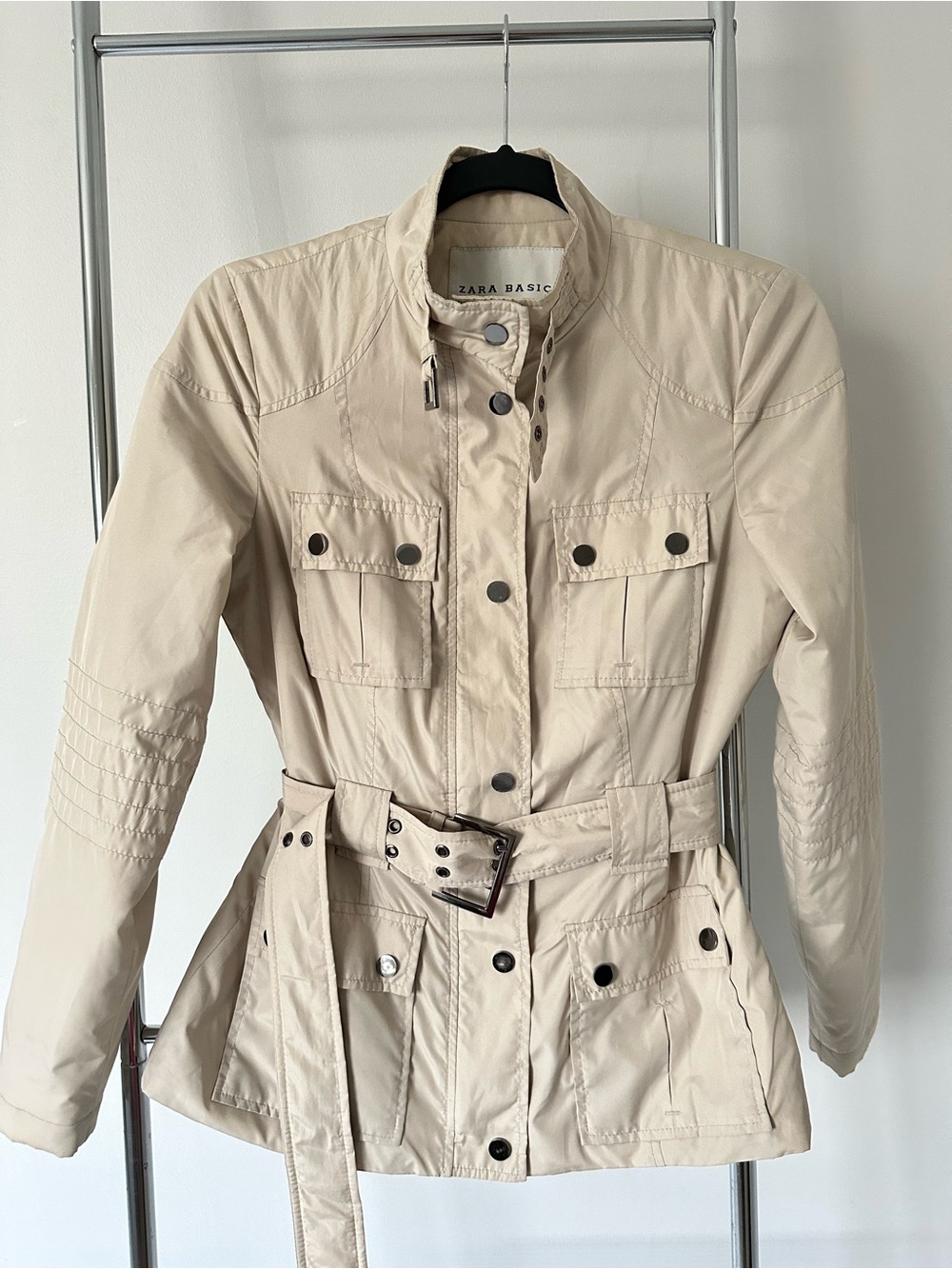 Zara Cream Belted Utility Field Jacket